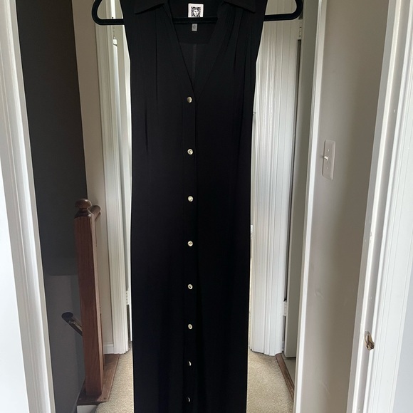 Anne Klein Black Button-Down Maxi Dress - Picture 1 of 3